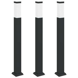 vidaXL 3 tk pollarvalgustid, 80 cm, mustad, IP44