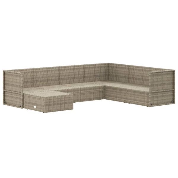 vidaXL 7-osaline aiamööbli komplekt patjadega, hall, polürotang