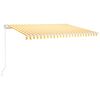vidaXL k&auml;sitsi sisset&otilde;mmatav varikatus LED, 450x350 cm, kollane/valge