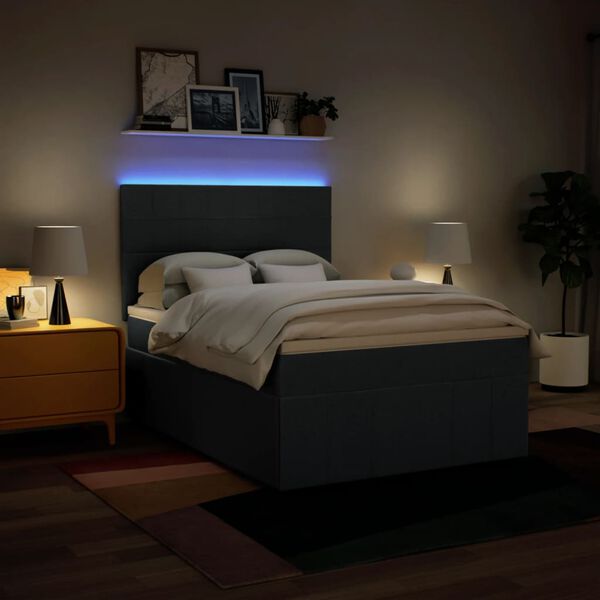 vidaXL kontinentaalvoodi madratsiga, sinine, 140x200 cm, kangas