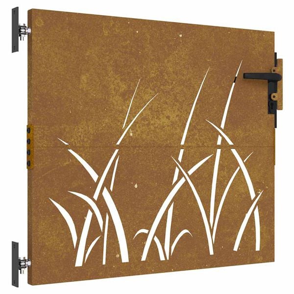 vidaXL aiavärav 85 x 100 cm corten terasest murukujundusega