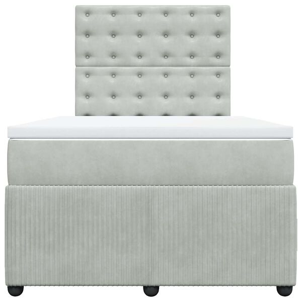 vidaXL kontinentaalvoodi madratsiga, helehall, 120x200 cm, samet