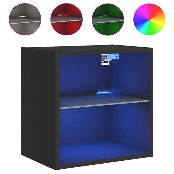 vidaXL seinale kinnitatav öökapp LED-tuledega, must