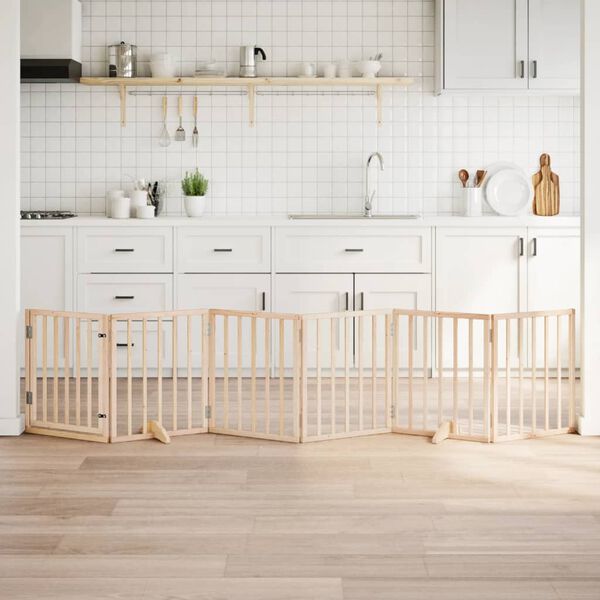 vidaXL koeravärav uksega, kokkupandav, 6 paneeli, 300 cm, paplipuit