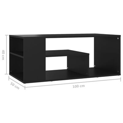 vidaXL kohvilaud, must, 100 x 50 x 40 cm, puitlaastplaat