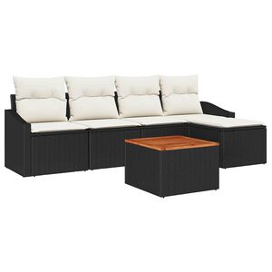 vidaXL Aia Diivanikomplekt padjaga 6 pcs Must pol&uuml;rotang