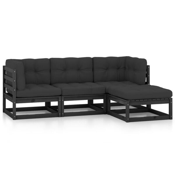 vidaXL 4-osaline aiadiivanikomplekt patjadega, t&auml;ism&auml;nnipuit