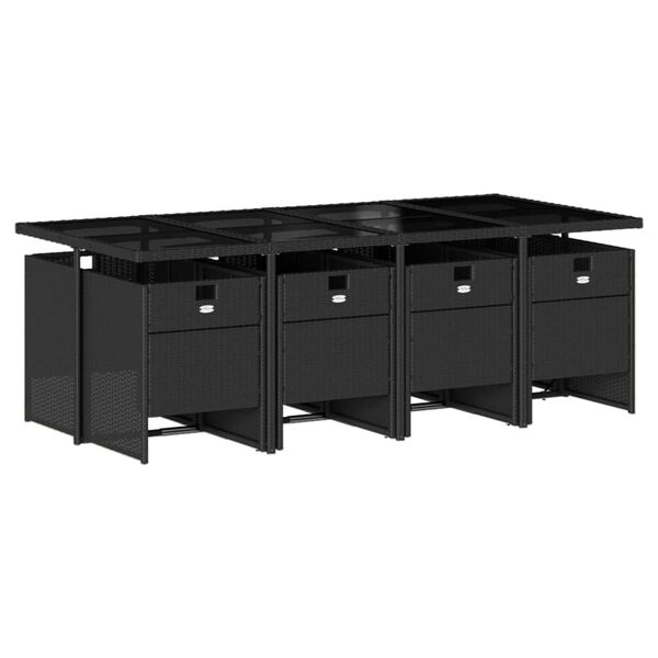 vidaXL 9-osaline aiam&ouml;&ouml;bli komplekt patjadega, must, pol&uuml;rotang