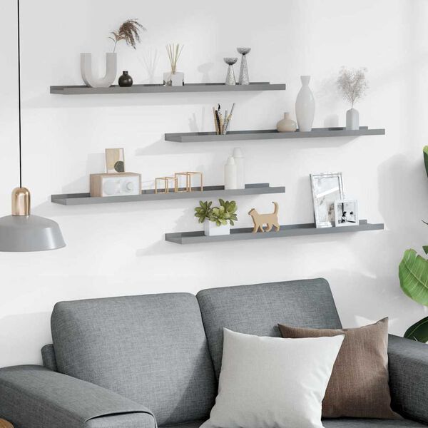 vidaXL seinariiulid, 4 tk, hall, 80 x 9 x 3 cm