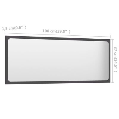 vidaXL vannitoa peeglikapp, hall, 100 x 1,5 x 37 cm, puitlaastplaat