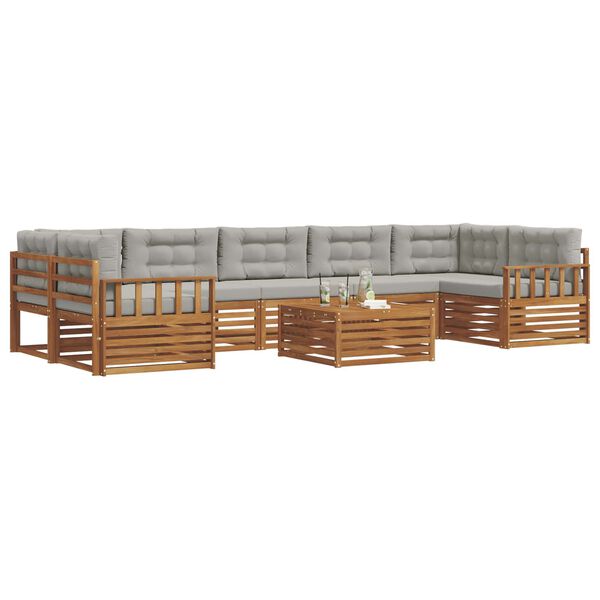 vidaXL V&auml;li diivanikomplekt padjaga 8 pcs Looduslik ja Hele Hall