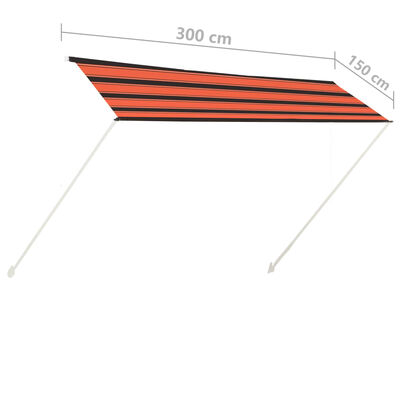 vidaXL sissetõmmatav varikatus, 300 x 150 cm, oranž ja pruun
