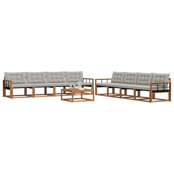 vidaXL V&auml;li diivanikomplekt padjaga 9 pcs Looduslik ja Hele Hall