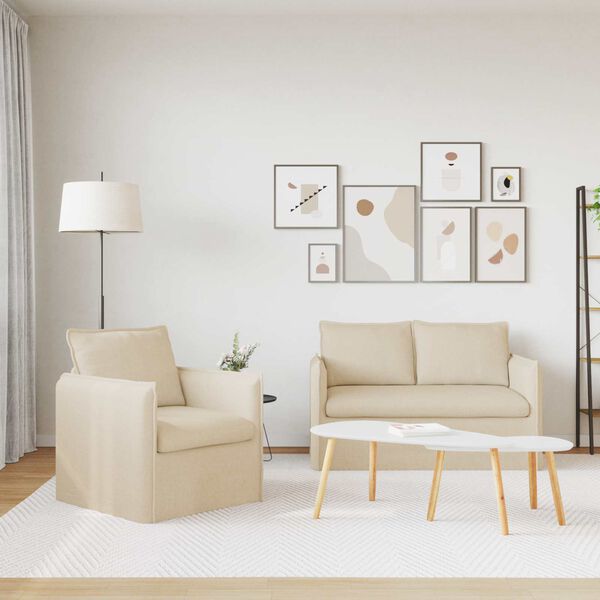 vidaXL Diivan 2 pcs cream 196 x 82 x 85 cm kangas