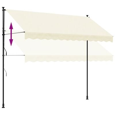 vidaXL sissetõmmatav varikatus, kreemjas, 300x150 cm, kangas/teras