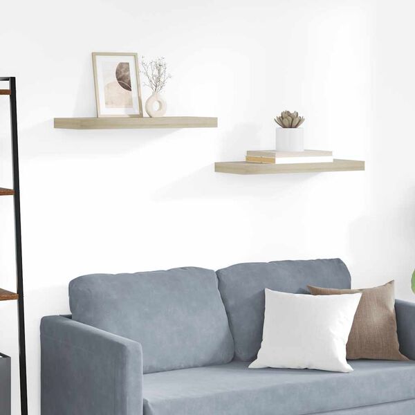 vidaXL seinariiulid, 2 tk, tammev&auml;rvi, 60 x 23,5 x 3,8 cm MDF