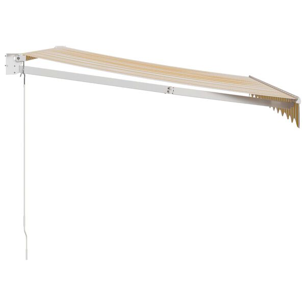 vidaXL sisset&otilde;mmatav varikatus, kollane-valge, kangas ja alumiinium