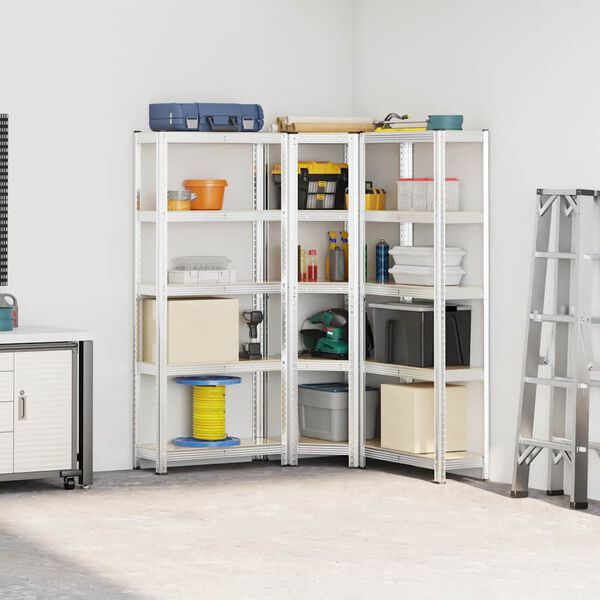 vidaXL 3-osaline 5-kihiline riiulikomplekt h&otilde;bedane teras ja puit