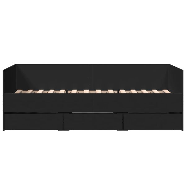 vidaXL sahtlitega p&auml;evavoodi, ilma madratsita, must, 75x190 cm