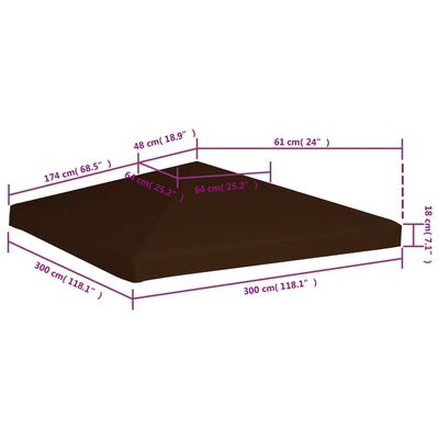 vidaXL varjualuse katus 310 g/m² 3 x 3 m, pruun