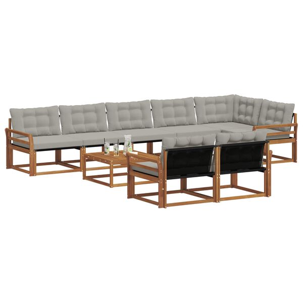 vidaXL V&auml;li diivanikomplekt padjaga 9 pcs Looduslik ja Hele Hall