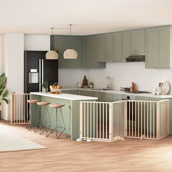 vidaXL kokkupandav koerav&auml;rav uksega, 12 paneeli, 960 cm, paplipuit