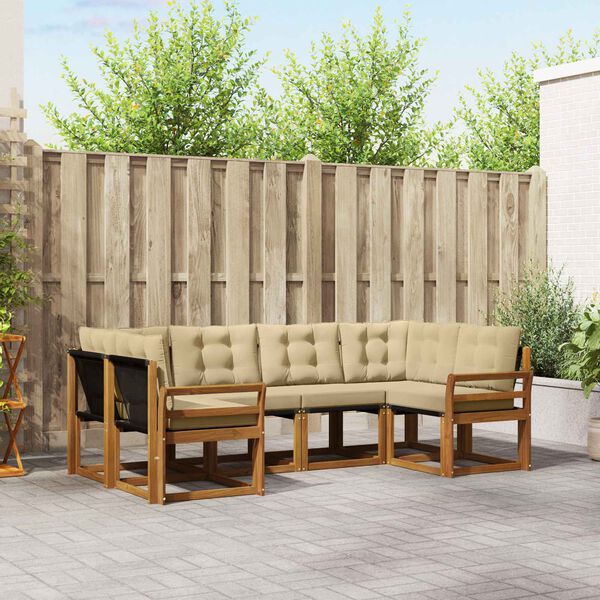 vidaXL V&auml;li diivanikomplekt padjaga 6 pcs Looduslik ja beež