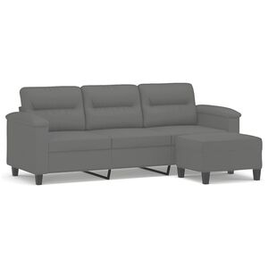 vidaXL 3-kohaline diivan jalapingiga, tumehall, 180 cm, mikrofiiber