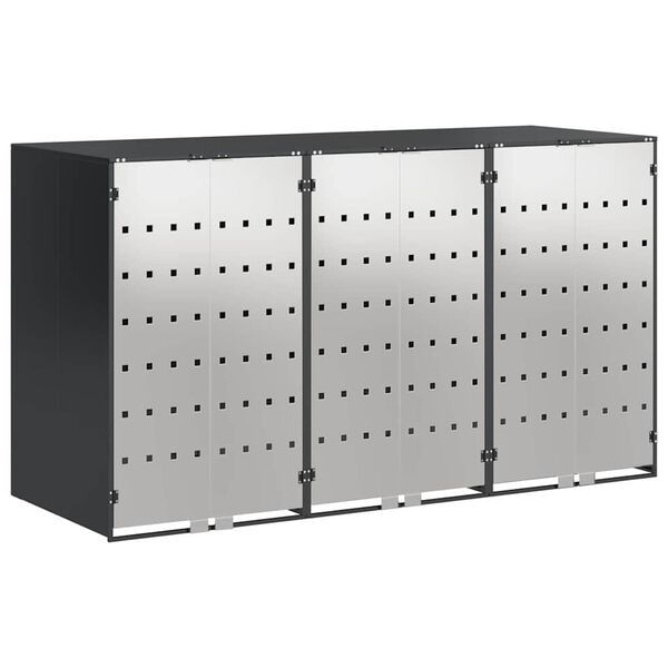 vidaXL Ratta prügikasti hoidmine 3 prügikasti jaoks Antratsiit