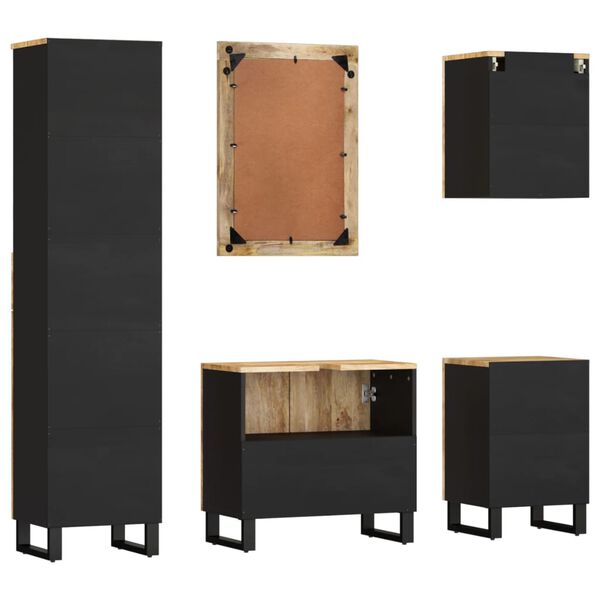 vidaXL 5-osaline vannitoamööbli komplekt, mangopuit