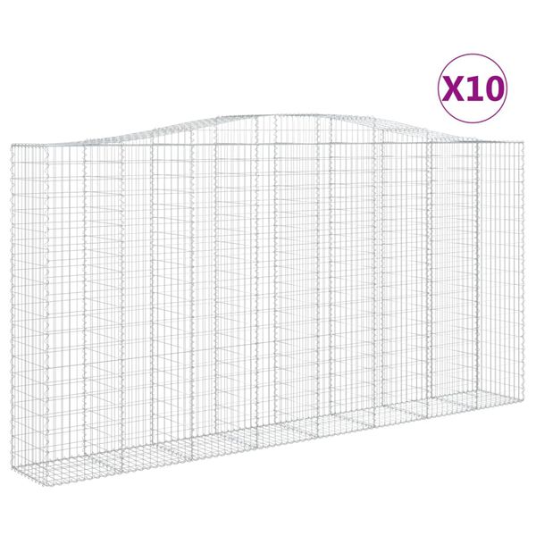 vidaXL kaarekujulised gabioonkorvid 10 tk, 400x50x200/220 cm, raud