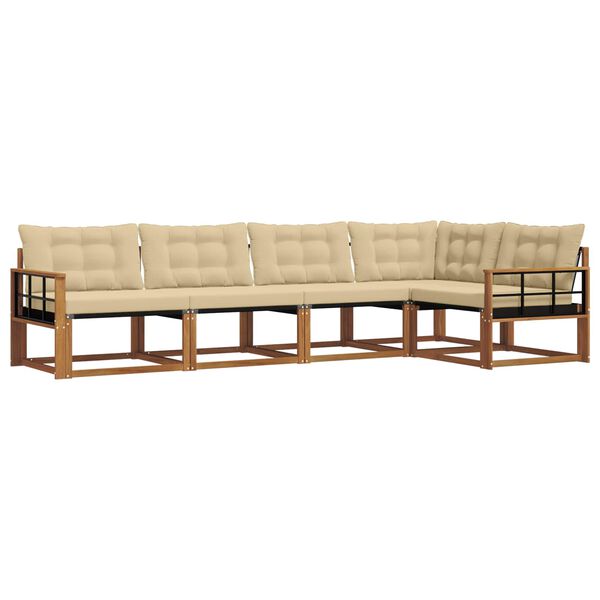 vidaXL V&auml;li diivanikomplekt padjaga 5 pcs Looduslik ja beež