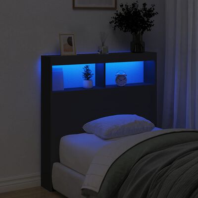 vidaXL voodipeatsi kapp LED-tuledega, must, 100 x 17 x 102 cm