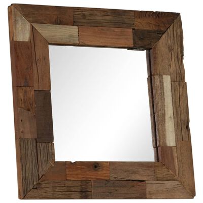 vidaXL peegel, tugev taastatud puit, 50 x 50 cm