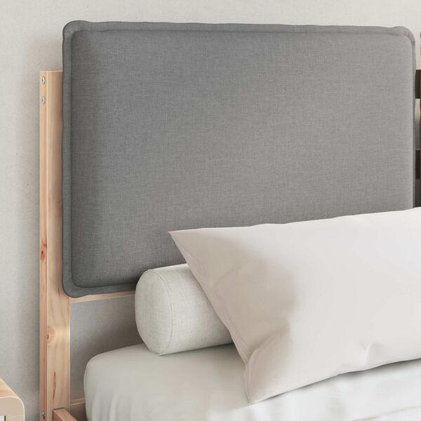 vidaXL Voodiraam Pehme Peatoega peaga Helehall 150 x 200 cm Tahke m&auml;nd