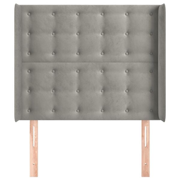 vidaXL voodipeats servadega, helehall, 103x16x118/128 cm, samet