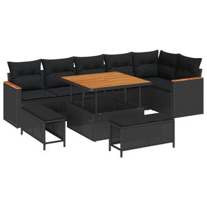 vidaXL Aia Diivanikomplekt padjaga 9 pcs Must Pol&uuml;rooster