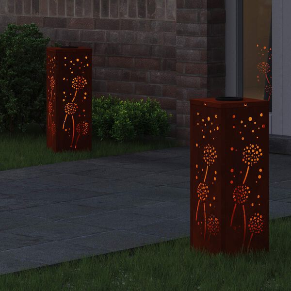 vidaXL P&auml;ikese LED k&auml;igutee tuli 2 pcs Corten Teras Corten Teras