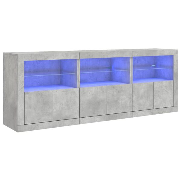 vidaXL puhvetkapp LED-tulega, betoonhall, 181,5 x 37 x 67 cm