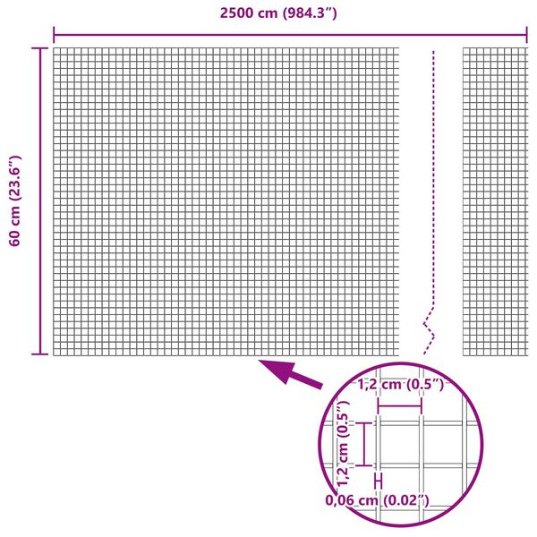 vidaXL Keevitatud Traadi Aed Hõbedane 0.6 x 25 m Teras