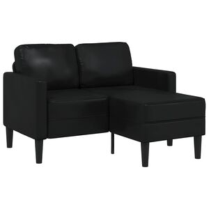 vidaXL kahekohaline L-kujuline diivan tugitooliga, must, 125 cm, kunstnahk