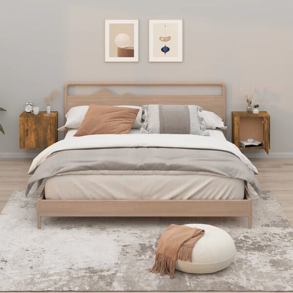 vidaXL seinale kinnitatavad öökapid 2 tk, suitsutatud tamm, 50x30x47cm