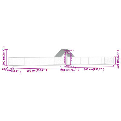 vidaXL kanakuut, 14 x 2 x 2 m, tsingitud teras