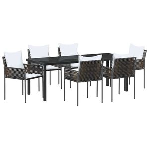 vidaXL Aia s&ouml;&ouml;gilaudade komplekt 7 pcs Pruun ja must PE rattan
