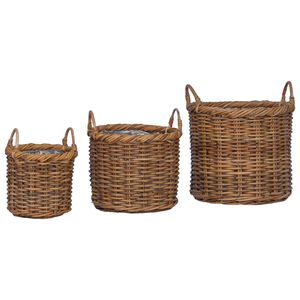 vidaXL Istutuskorv ladustamisega 3 pcs Pruun Kubu rattan