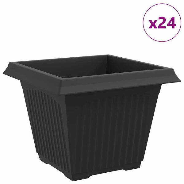 vidaXL Ruutlillepott 24 pcs Must 43 x 43 x 33,5 cm Plastmass
