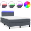 vidaXL kontinentaalvoodi madrats ja LED, tumehall, 120x210 cm, samet