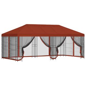 vidaXL Paviljon k&uuml;lgseinadega 6 x 3 m Terrakota Pol&uuml;ester ja teras