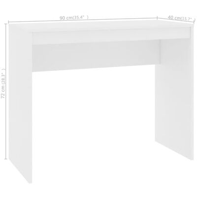 vidaXL kirjutuslaud, valge, 90 x 40 x 72 cm, tehispuit
