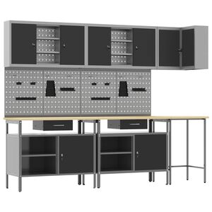 vidaXL T&ouml;&ouml;kappide komplekt sahtliga riiuliga 10 pcs Must ja Hall